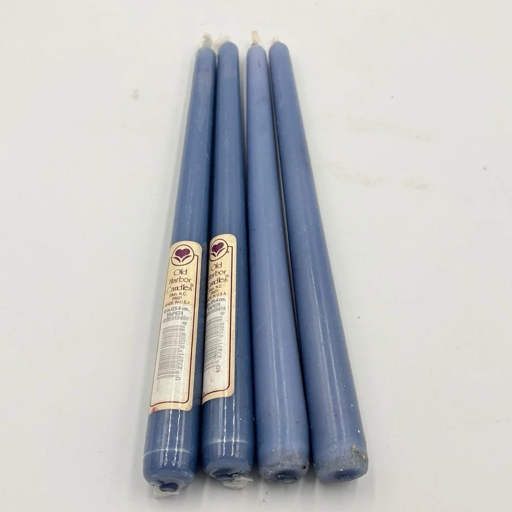 Lot Of  4 Vintage Tapered Candles Blue  Old Harbor 2 New Sealed 2 Open‎